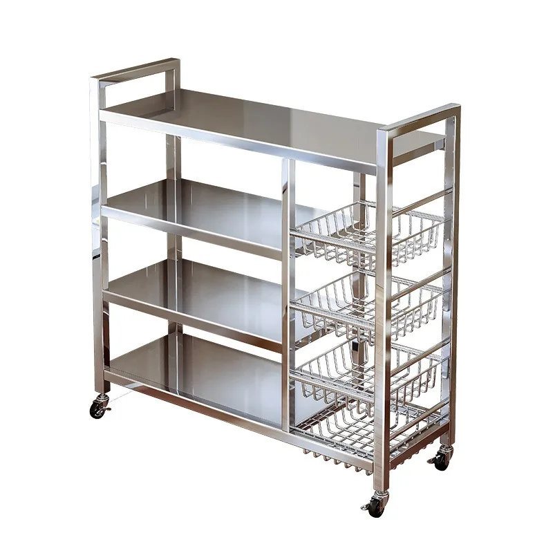 

Stainless steel vegetable basket, kitchen rack, floor-to-ceiling multi-functional microwave oven, pot storage rack, snack rack