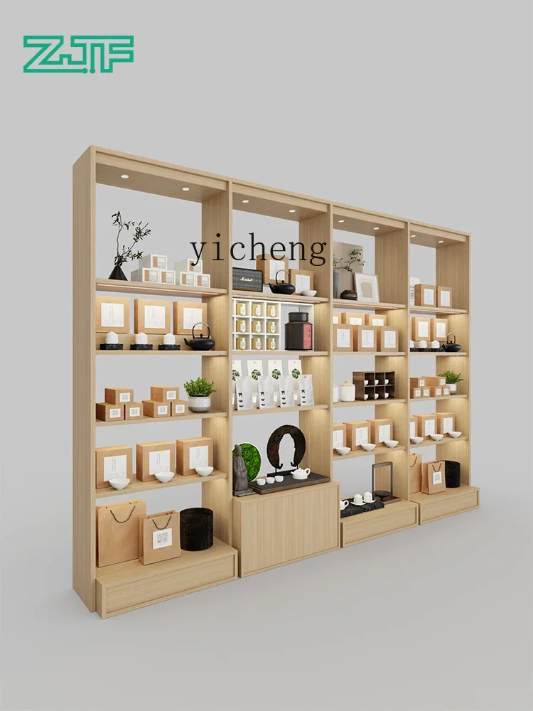 W5.14 Shelf Display Cabinet Commercial Tea Set Baijiu Display Shelf with Light