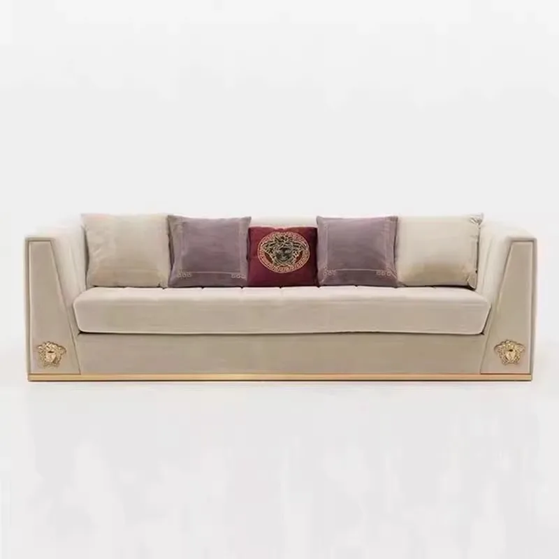 

Living room sofa curved buckle concubine corner fabric combination