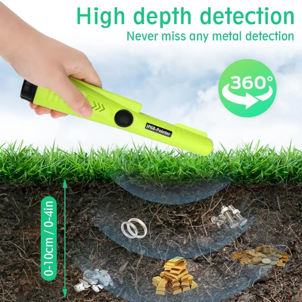 Depth Metal Detector 360 Degree Professional Handheld Gold Treasure Underground Metal Detector Tracker Seeker Finder Kids Toy