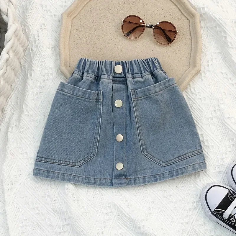 

Summer Girls Skirts Fashion Skirts for Kids Pink/blue Children Jeans Skirt Denim Shorts for Baby 1-8years Clothing