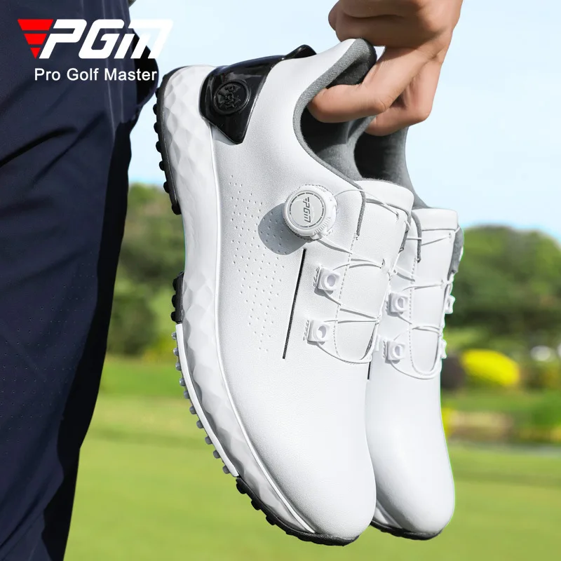 Sapatos esportivos de golfe masculinos pgm confortáveis amortecidos cadarços tênis à prova dwaterproof água anti-skid altura crescente sapatos de golfe xz408