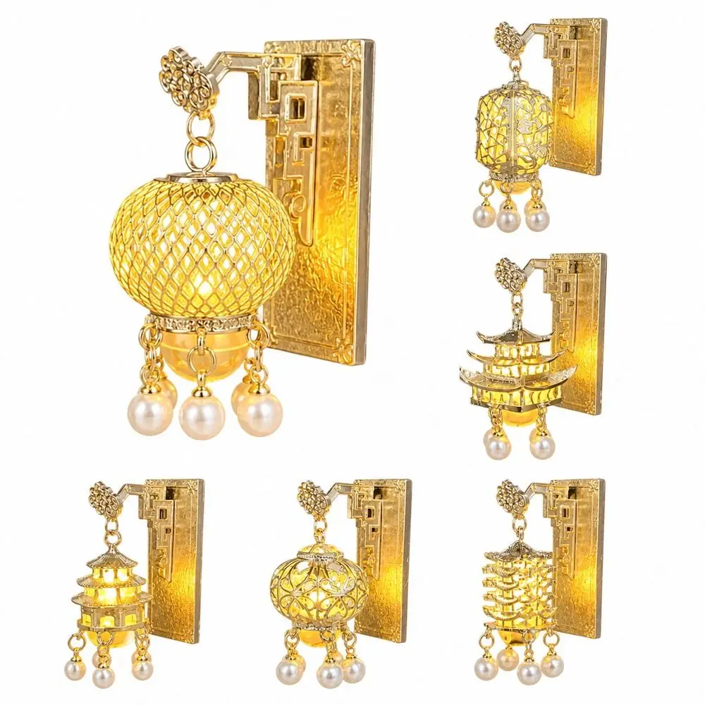 Light Up Lantern Fridge Magnet New Chinese Style Pearl Embellishment Fridge Ornament Palace Style Tassel Pendant