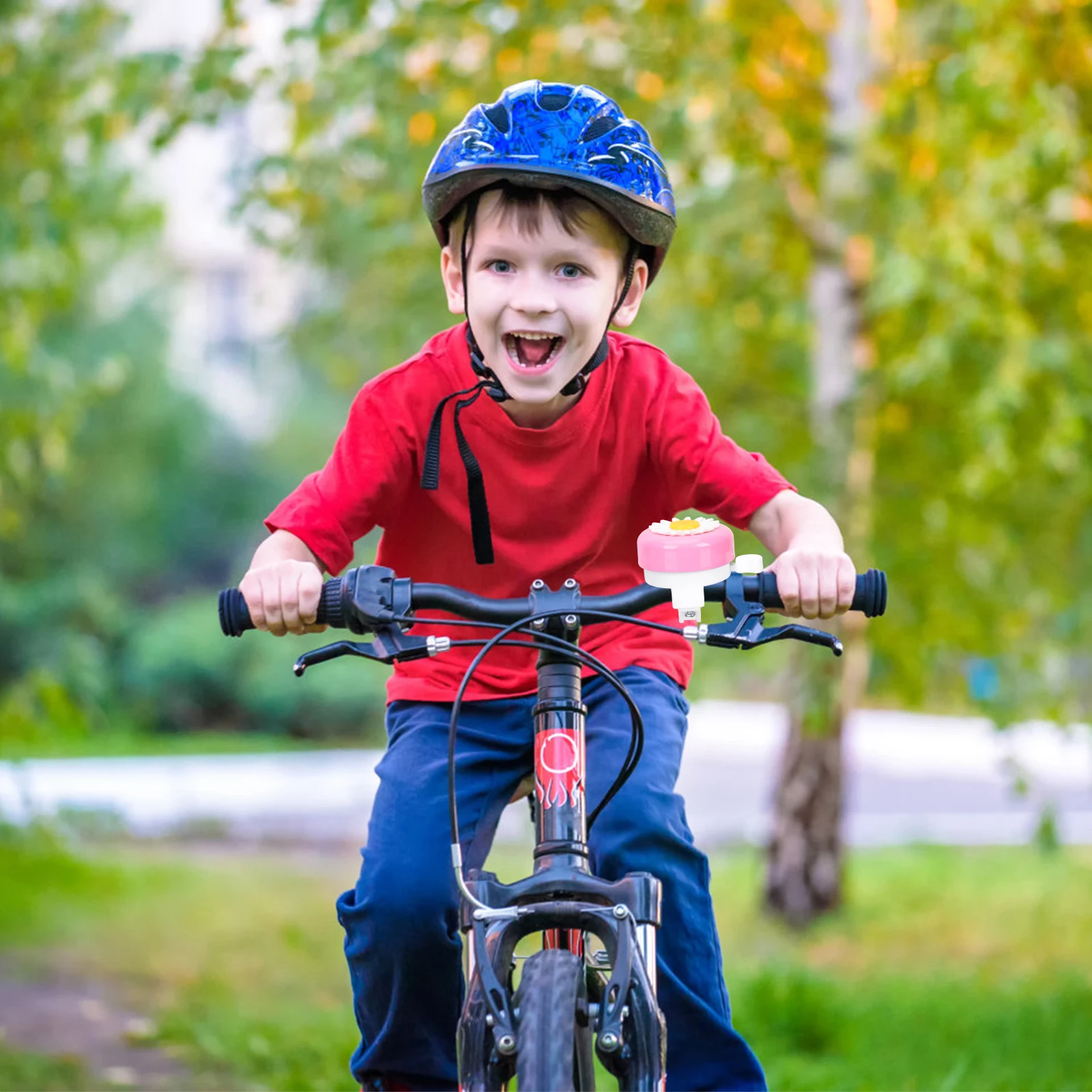 

2Pcs Bicycle Bell Kids Pink White Blue Flower Pattern Loud Sound Alloy Compact Most Bikes Accessories Random Color