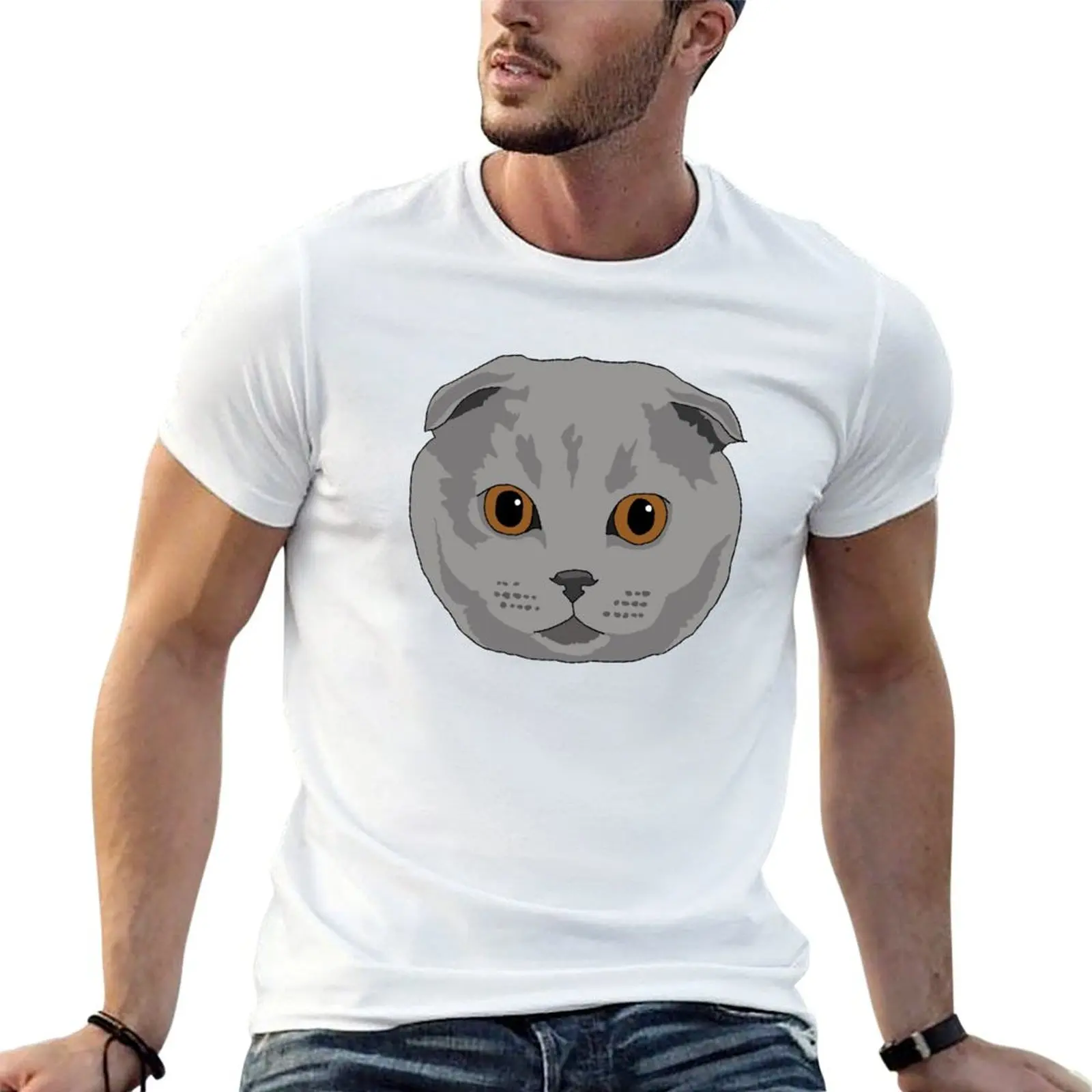 

Scottish Fold Cat T-Shirt cotton t shirts high quality man graphic t shirt T-Shirt