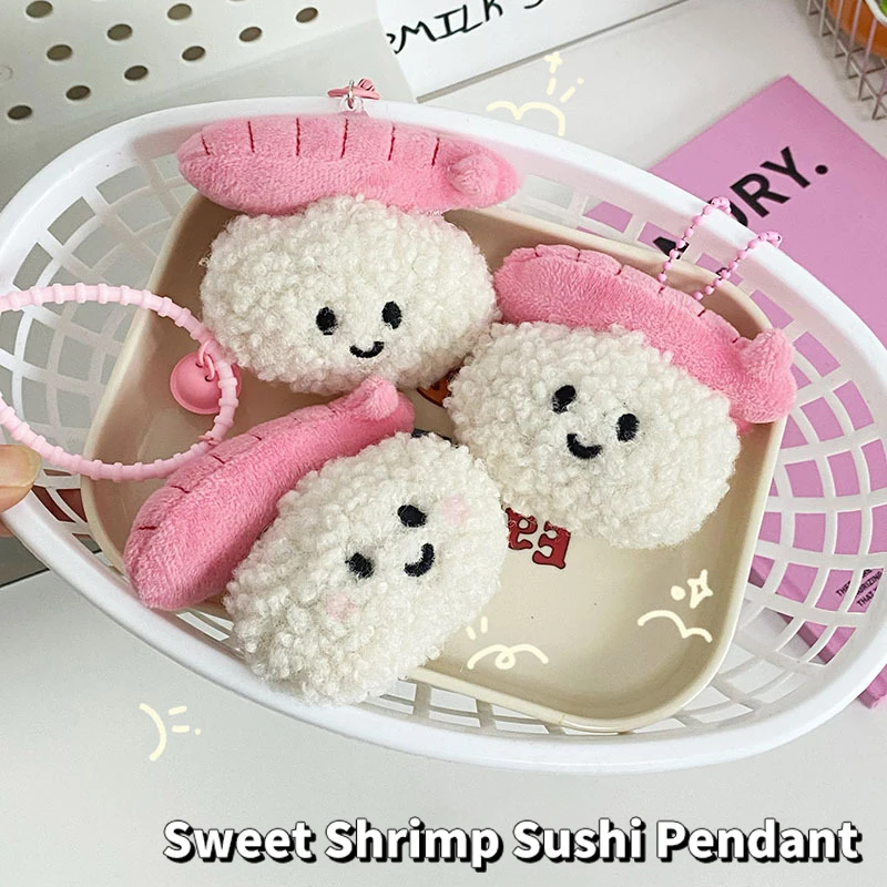 Sushi Plush Toy Keychain Small Shrimp Rice Balls Pendant Soft Sushi Rice Ball Doll Photography Prop Cartoon Model Keyring