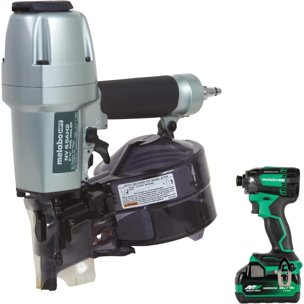 Pneumatic Siding Nailer + 18V Impact Driver Pro Bundle Kit, 2-1/2 Inch Coil Siding Nailer with BONUS