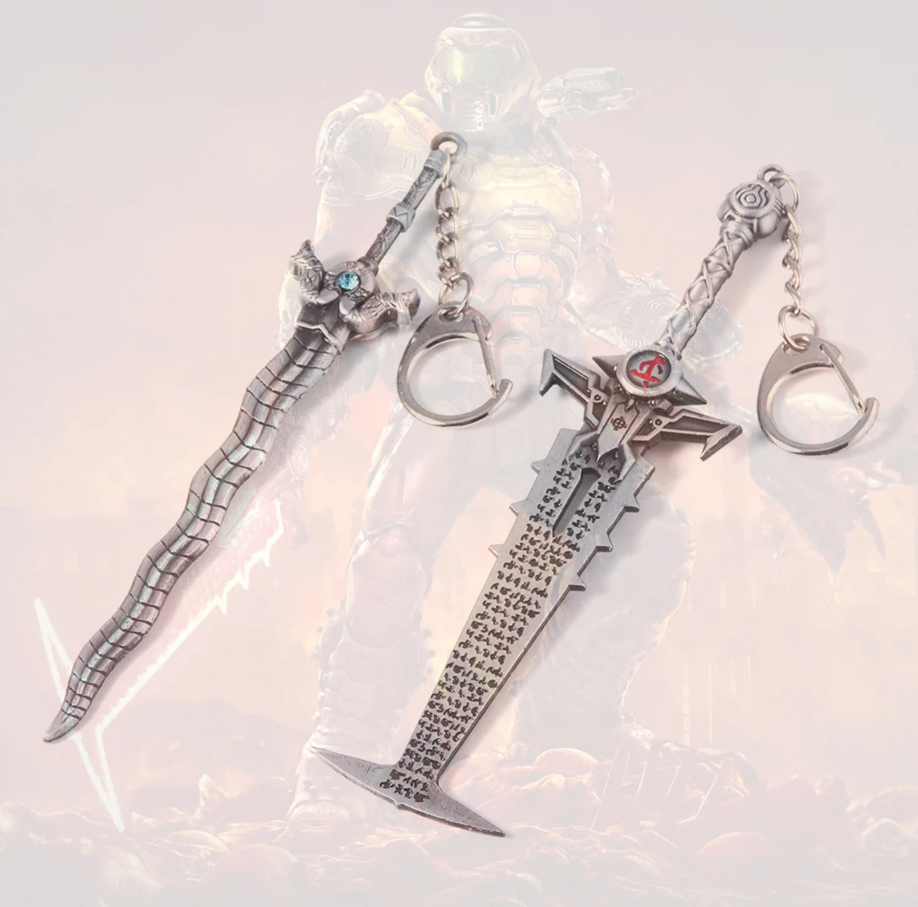 Game Doom Keychain Eternal Crucible Blade Pendant Sword Eternal Judgment Pendant Keyring for Women Men Jewelry Backpack Gifts