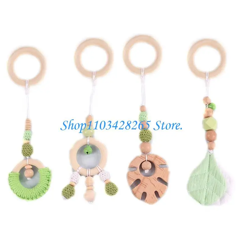 

4pcs Children Room Hanging Pendant Decoration Wooden Baby Beads Leaves G2TE