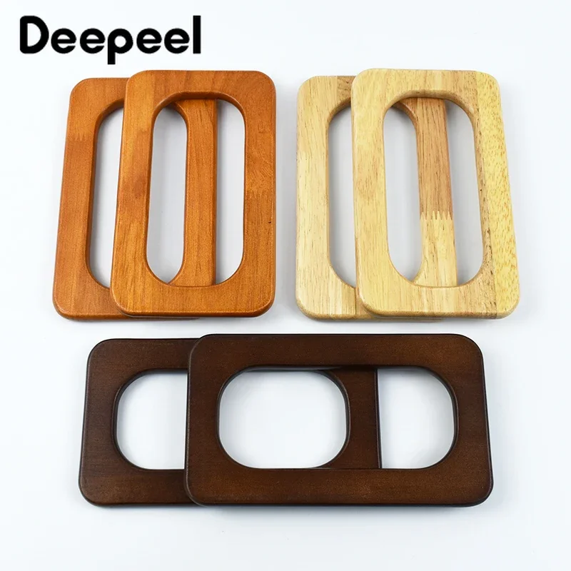 

2Pcs Deepeel Square Solid Wood Bag Handle Purse Frame DIY Woven Handbag Kiss Clasp Sewing Brackets for Making Bags Accessory