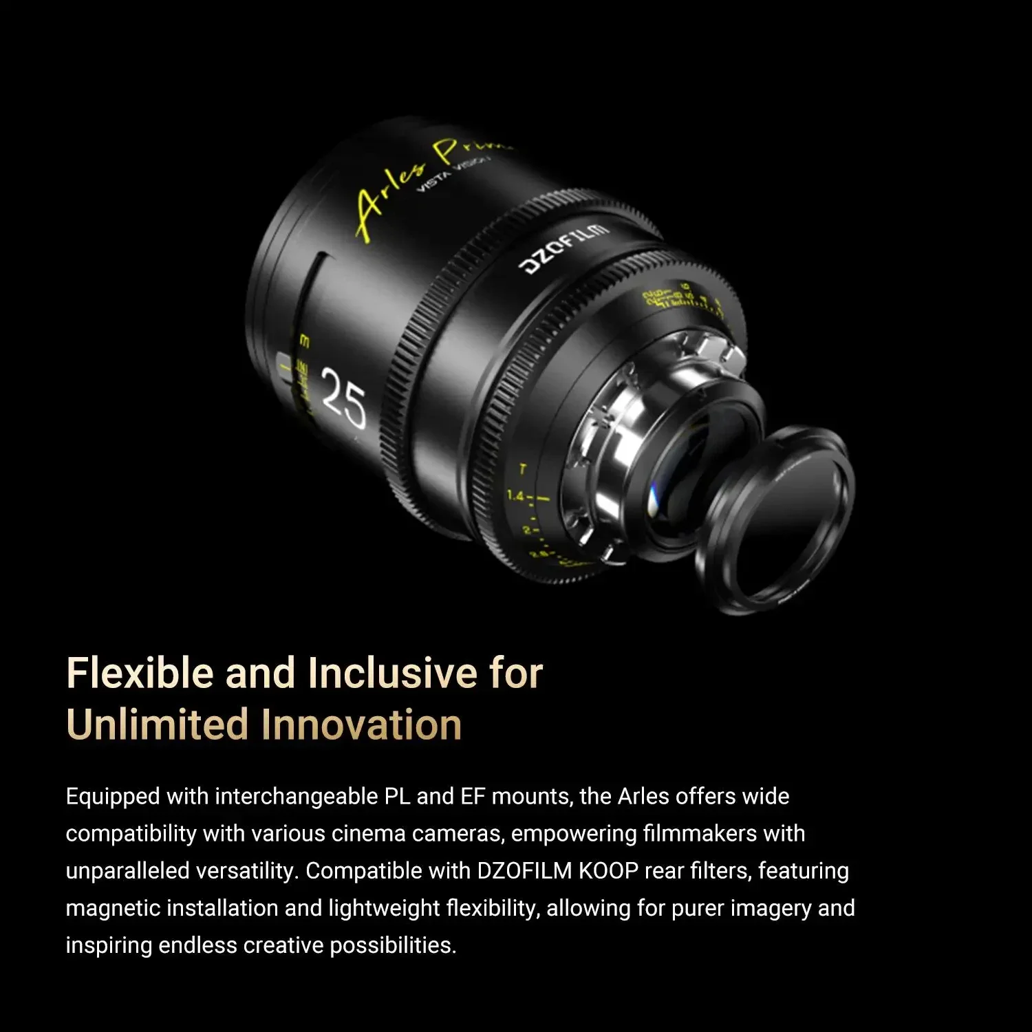 DZOFilm Arles 25mm 35mm 50mm 75mm 100mm T1.4 Large Aperture Prime Cine Lens Kit FF VV ARRI PL Mount Camera Lenses