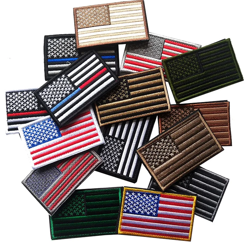 America USA national flag Team Logo Badge Embroidery Hook Loop Outdoor Chapter Patches Military Backpack Bag Stickers Appliques