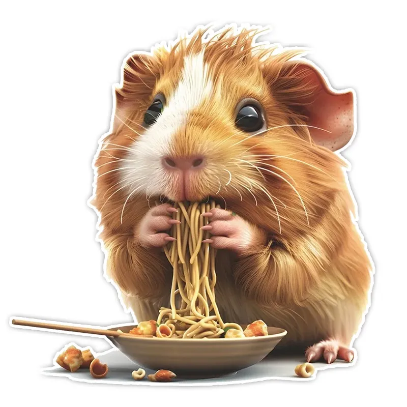 Cute cartoon hamster eating noodles vinyl wall stickers-detachable, perfect for kitchen and dining room decoration  CM03