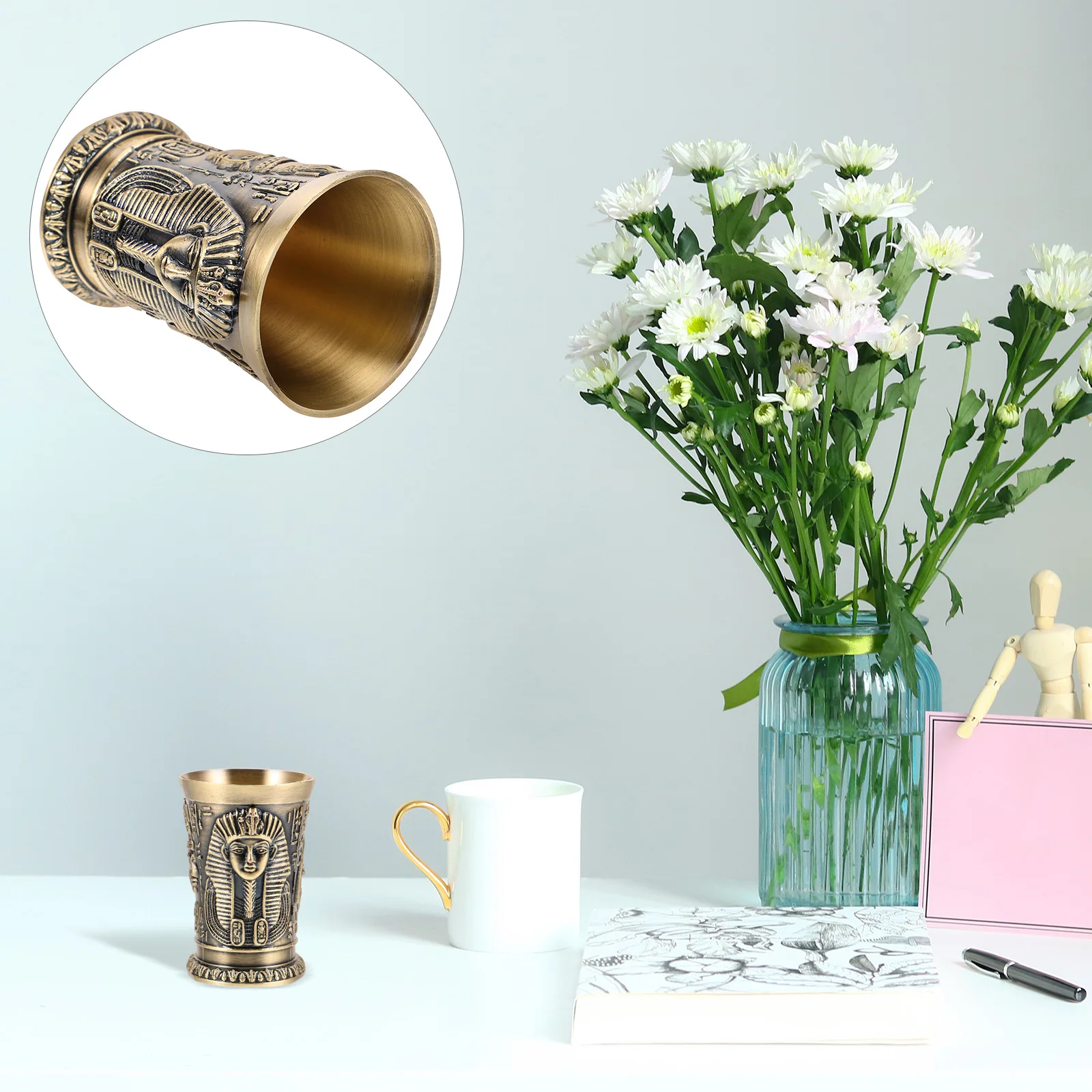 

Vintage Egyptian Copper Retro Liquor Cup 891ab Bronze Drink Cups Water Glasses Home Bar Accessory Mini Whiskey Shot Glass
