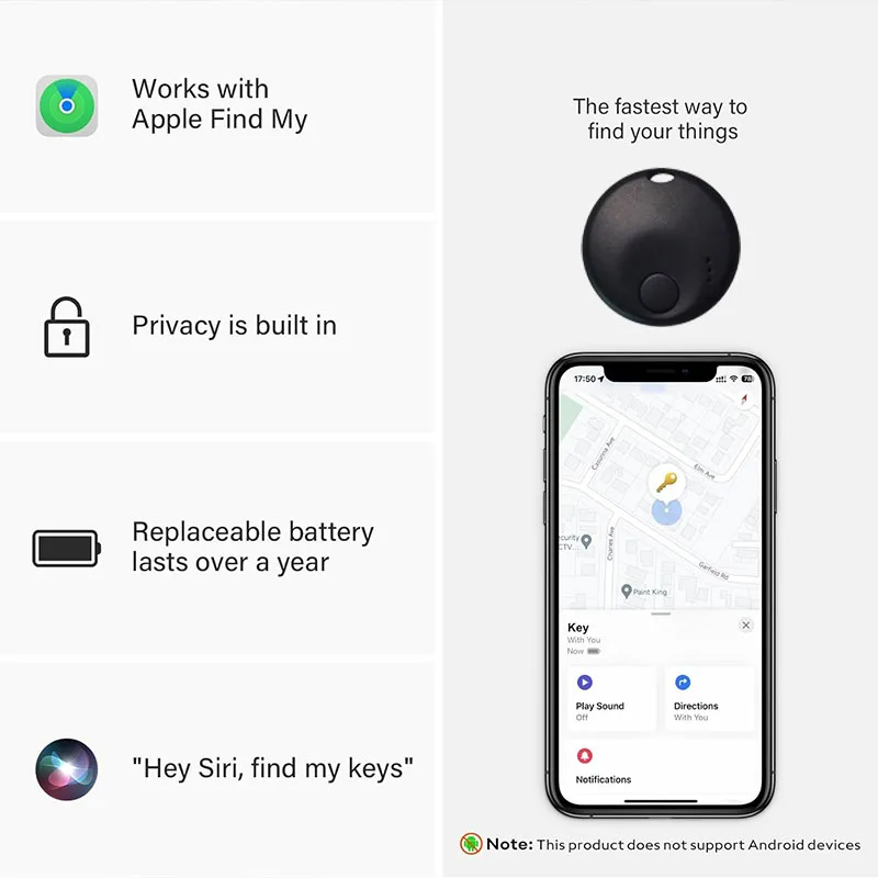 Smart Bluetooth GPS Tracker Work with Apple Find My APP ITag Anti Lost Reminder Device MFI Rated Locator Car Key Pet Kids Finder