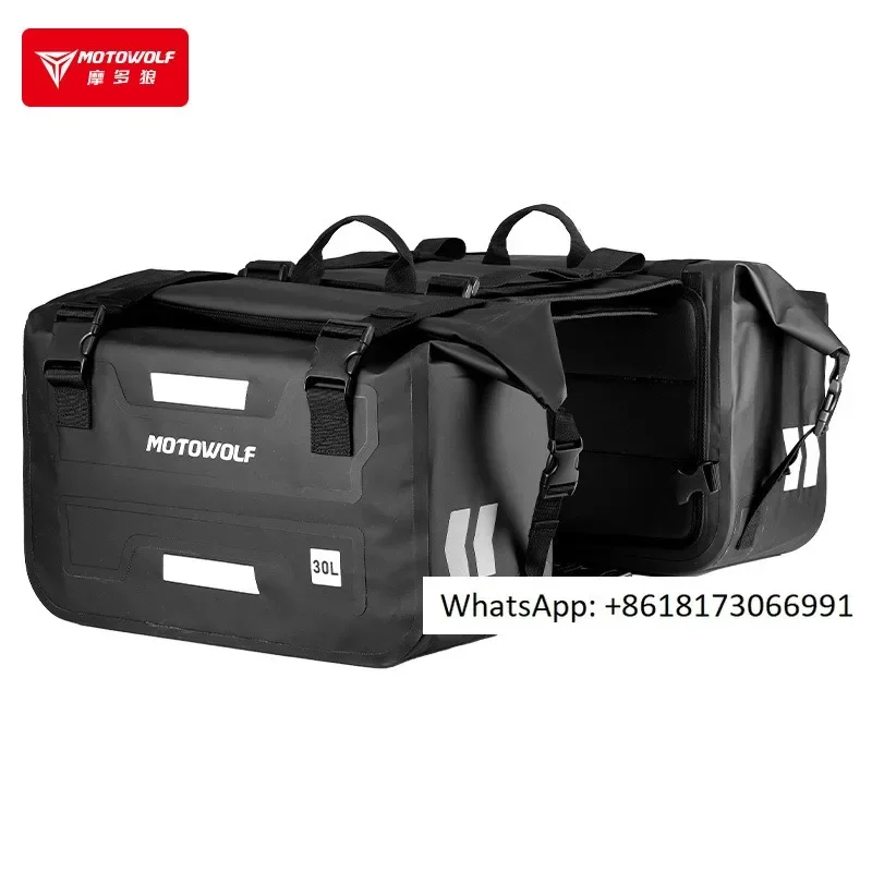 Motorcycle waterproof backpack, rider equipment trunk, helmet bag, riding luggage bag, long-distance rear seat side bag