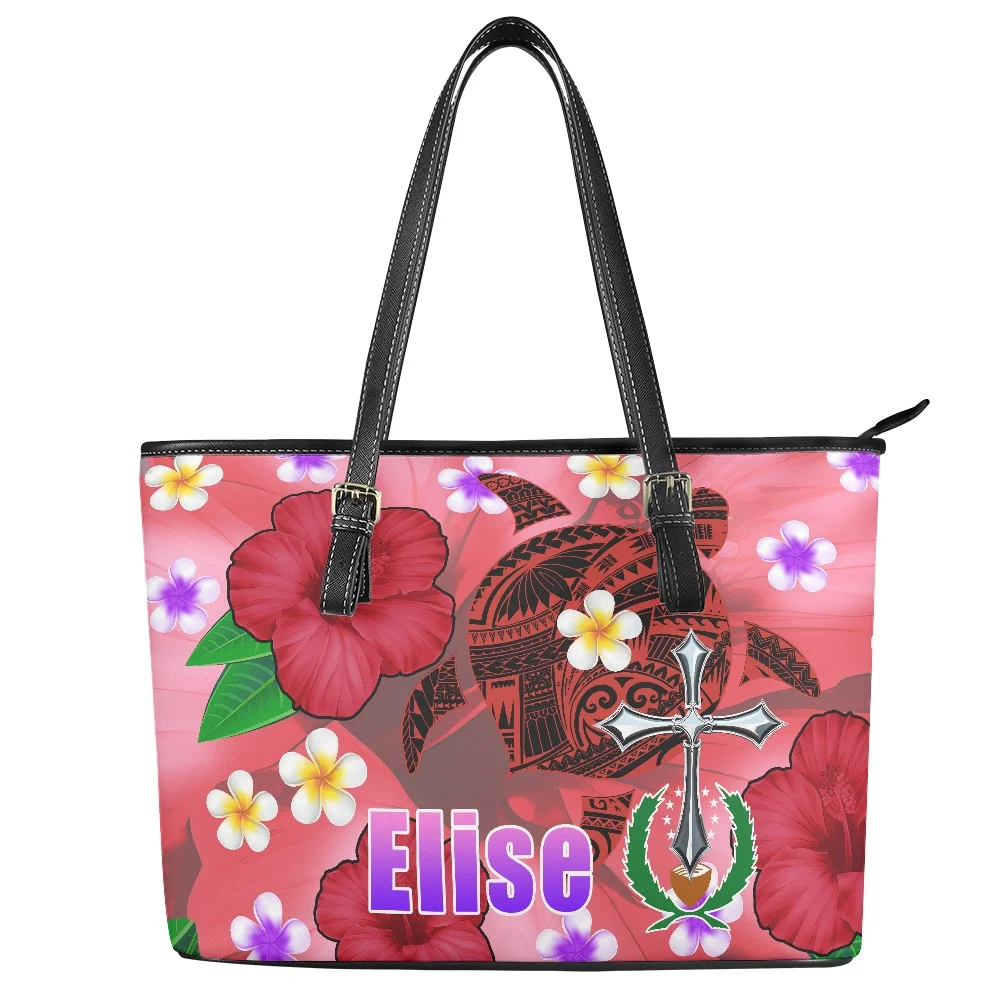 New Polynesian traditional tribal style Pattern Print custom Large Leather Tote Bag Shoulder Ladies Handbags and purses