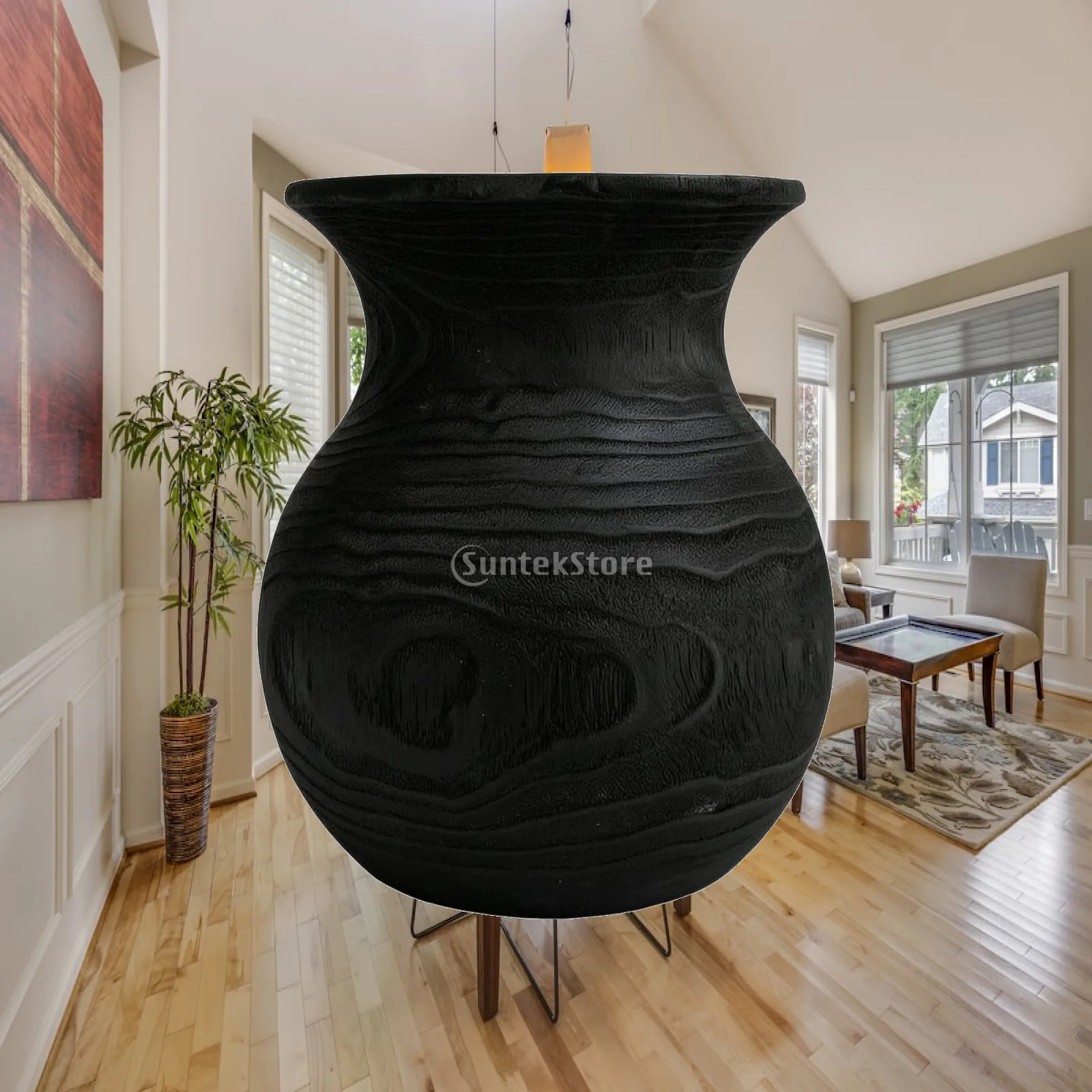 Wooden Flower Vase Rustic Wooden Centerpiece Vase Vessel Natural Organic for Home Decorators, Dining Table, Shelf
