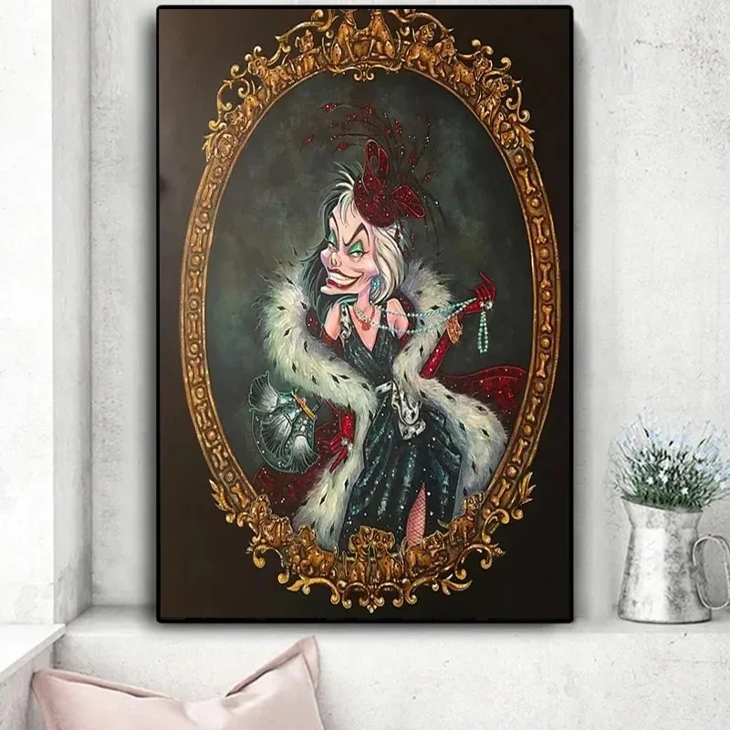 Cartoon Disney Villain Magic Mirror Canvas Painting Wall Art  Animation Movie Evildoer Poster Prints Kids Bedroom Home Decor