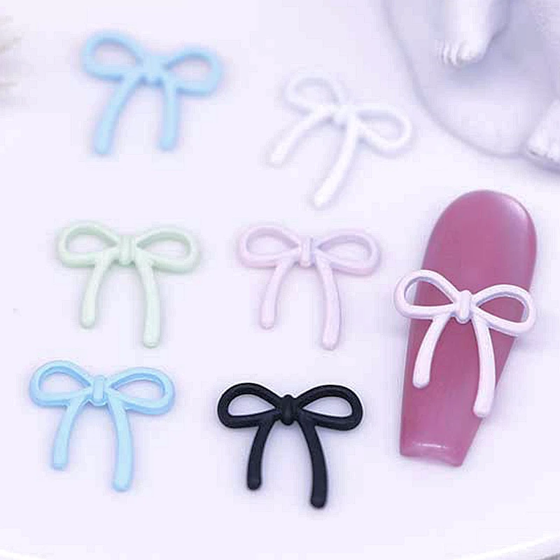 

20PCS spray painting metal bow tie nail art charms lacquer Bowknot Accessories For Manicure Decor Nails Decoration Supplies Tool