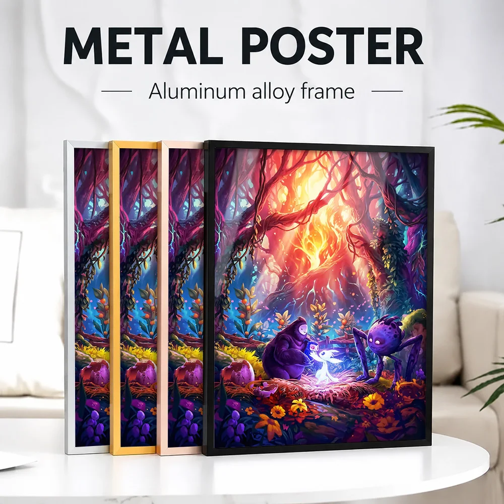 Ori And Naru In A Magical Forest Framed Aluminum Metal Poster Customized Photo Scenic Style Wall Art For Bedroom New Home Gift