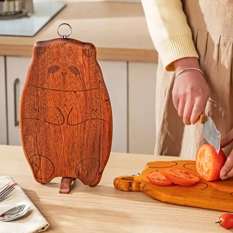 Cute Panda Printed Vegetable Board Solid Wood Auxiliary Food Cutting Board Mold proof And Antibacterial Kitchen Cutting Board