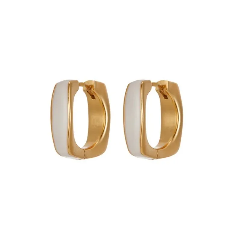 The Oil-dripping Square Niche Geometric Style Versatile and High-end Design Ear Buckle