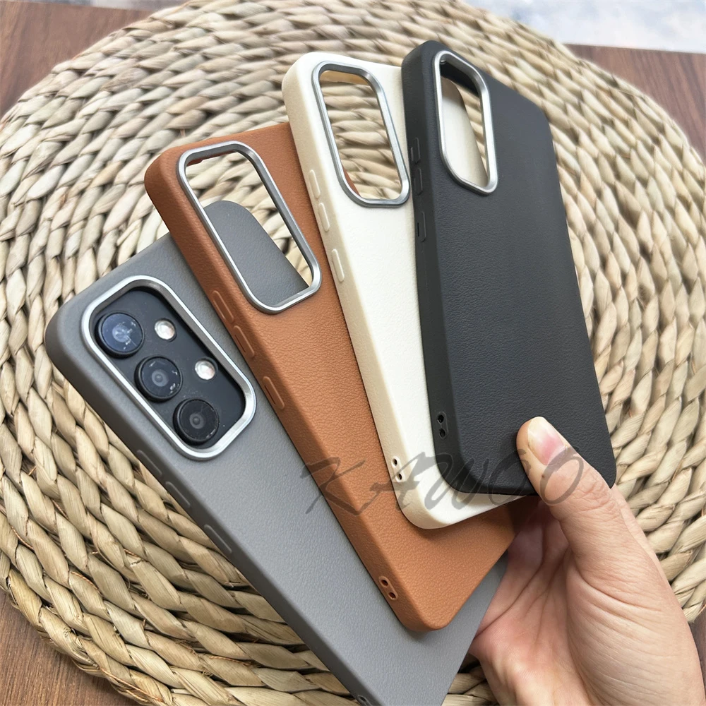 Leather Skin Soft TPU Slim Case Cover For Samsung Galaxy A05S A15 A14 A33 A73 A31 A52s A24 A23 A55 Shockproof Phone Capa Coque