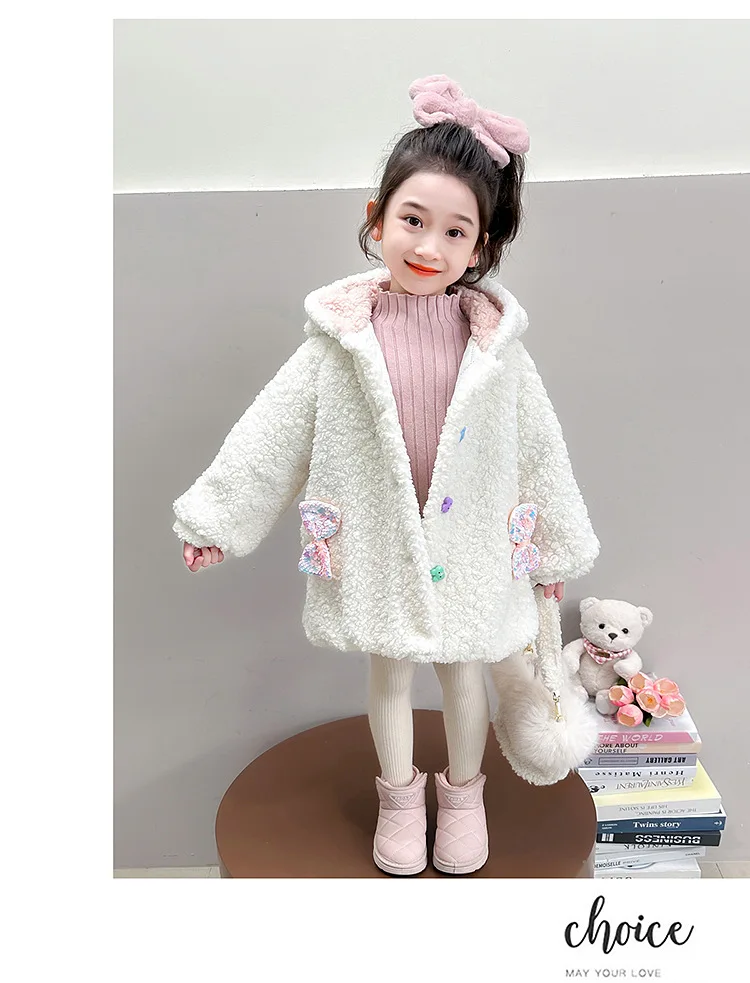 سانريو مرحبا كيتي فتاة معطف سترة الشتاء الكرتون البربرية الصوف كواليزيا الدفء الفتيات الهدايا Y2K معطف مقنع سترة قطيفة #6