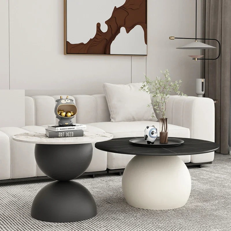 Nordic Rock Plate Tea Table Modern Simple Small House Creative Living Room Home Light Luxury Cream Style Art Circular Tea Table image 6