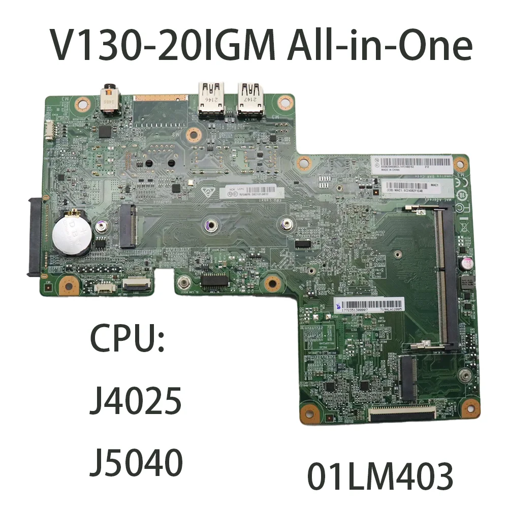 Laptop Motherboard For Lenovo V130-20IGM All-in-One  01LM403 01LM405 With CPU: J4025 J5040 FRU:5B21D16832 5B21D16831