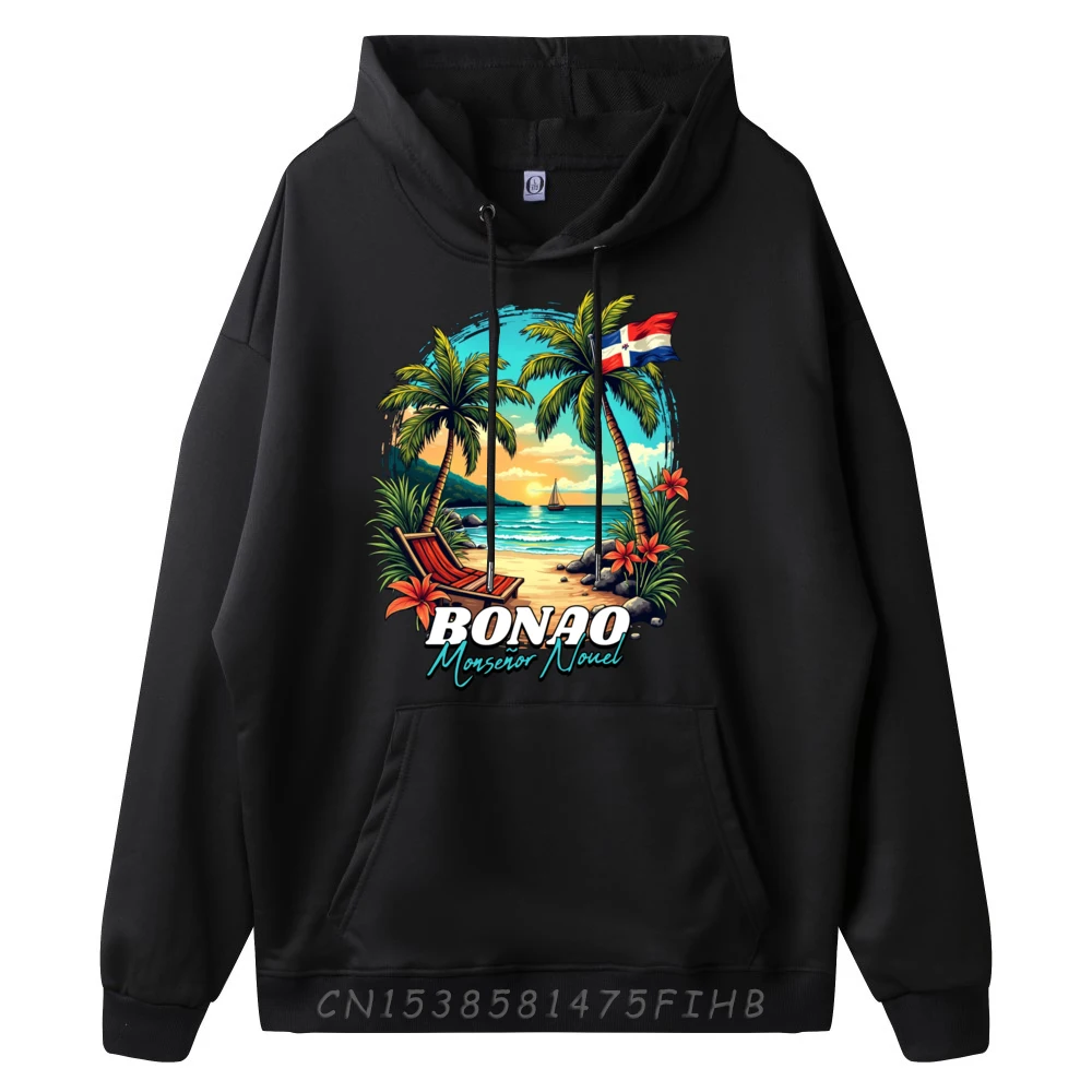 Hoodie Grafis Lengan Panjang Klasik Kaus Pria Leher O Liburan Bonao Hoodie Klasik Pantai Republik Dominika Spesial