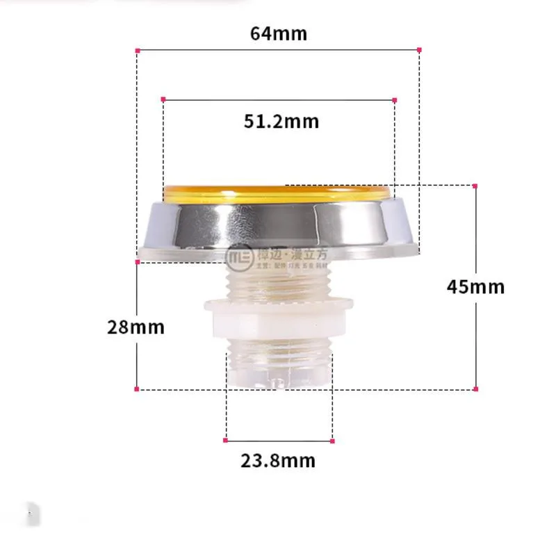 60mm Game Console Small Wave Doll Machine Button Switch Self-Reset Key Deluxe Electroplated Silver Edge Flat Bevel