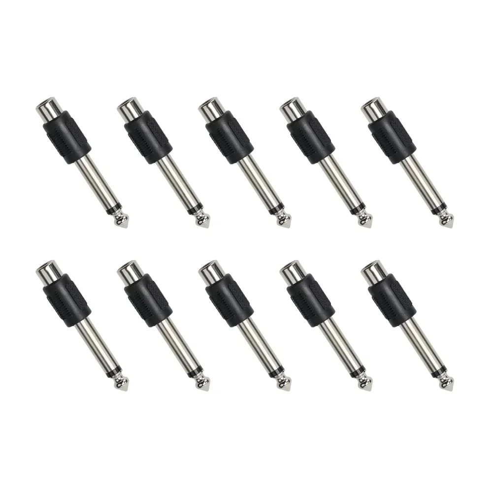 10pcs RCA/AV Female To 6.5mm Male Plug To RCA Female Audio Adapters Connectors Plugs For DIY FM Microphone A7 Audio And Video