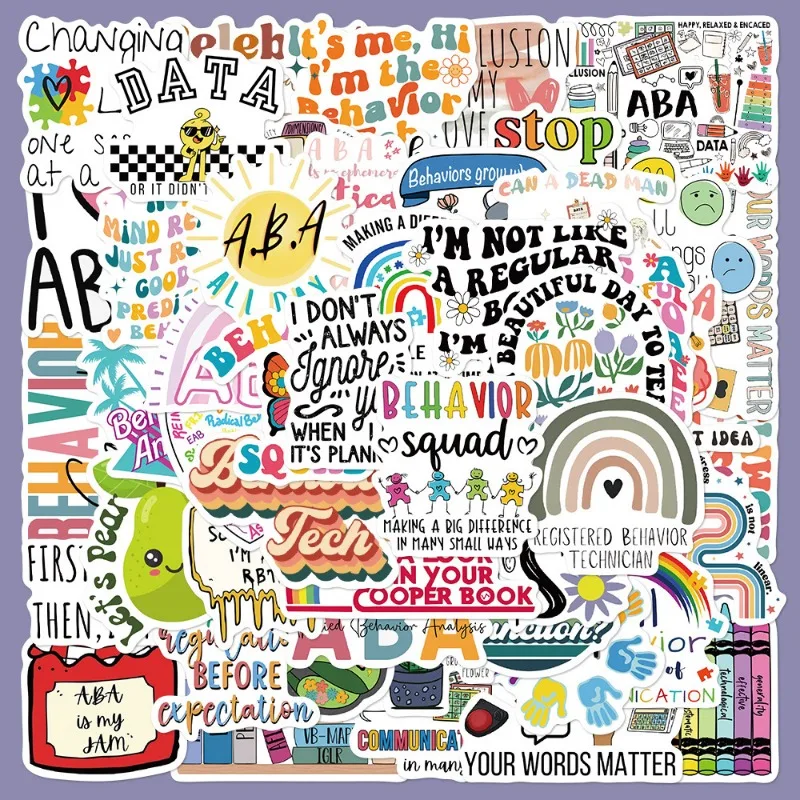 50pcs Creative Cartoon Alphabet ABA Series Graffiti Stickers Suitable for Helmet Desktop Wall Decoration DIY Sticker Pack