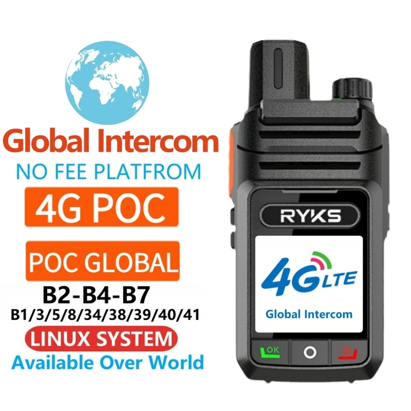 

Портативная рация Global-ptt 4G PoC, двусторонняя связь через Интернет, Sim-карта, рация с большим радиусом действия 5000 км, пара (без оплаты), внутренняя платформа