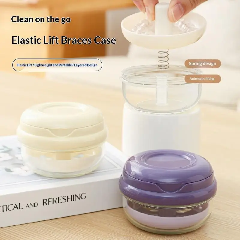 Portable Denture Aligner Retainer Case Spring Lift Leakproof Layered Design Storage Box for Travel Business Trip Outdoor Use