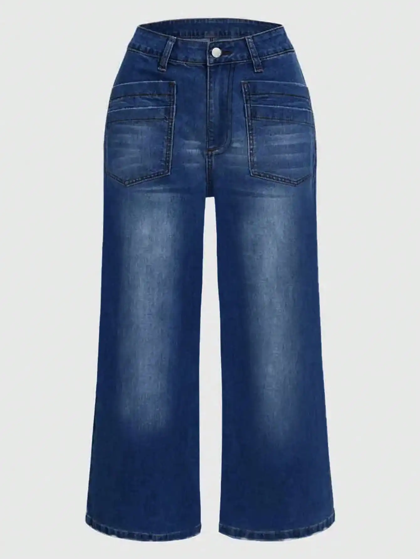 Vaqueros vaqueros de mezclilla lavados de talle alto para mujer con diseño de bolsillo elegante: perfectos para ropa casual de principios de otoño