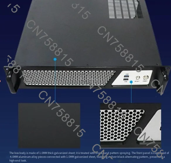 Dustproof Server Case, ATX PSU, Dual 12V Silent Fans，2U Industrial Chassis, Aluminum Profile Panel, 380mm Short