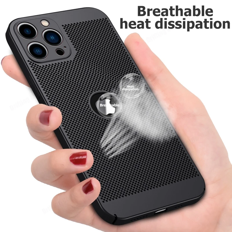 Heat Dissipation Mesh Phone Cover For iPhone 16 15 14 13 Pro Max Plus 12 11 Pro Max XS Max 13 Mini Case Hard PC Protective Cases