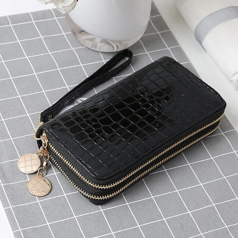 Women's Long Wallet Female Purses Tassel Coin Purse Card Holder Wallets Double Zipper Pu Leather Clutch Luxury Money Phone Bag