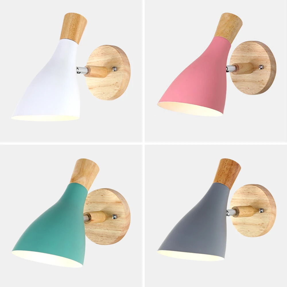 

Wooden Wall Lights Bedroom Bedside Wall Lamp Nordic Wall Sconce for Kitchen Restaurant Modern Wall Lighting E27 LED Home Decor