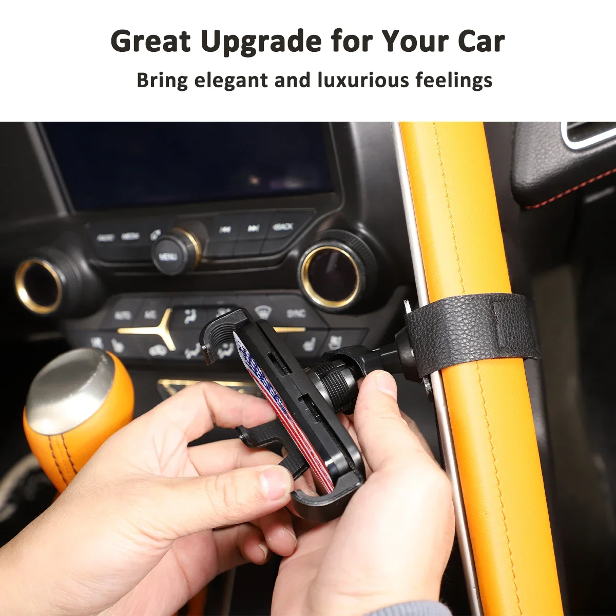 For Chevrolet Corvette C7 Z06 2014-2019 ABS black Car styling car central control handle mobile phone stand interior accessories