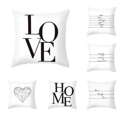 Letter Pillow Case Cover White Black Letters Pillow Case Cover Letter Home Love Decorative Pillowcases Pillow Case Cover