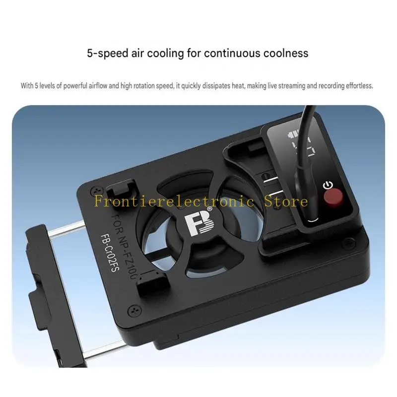 G8DB 5Speed Camera Cooling Fan for A7M4 A7C ZVE10 FX30 USB C Input NPFZ100 Battery Slot for Extended Filming Livestreaming