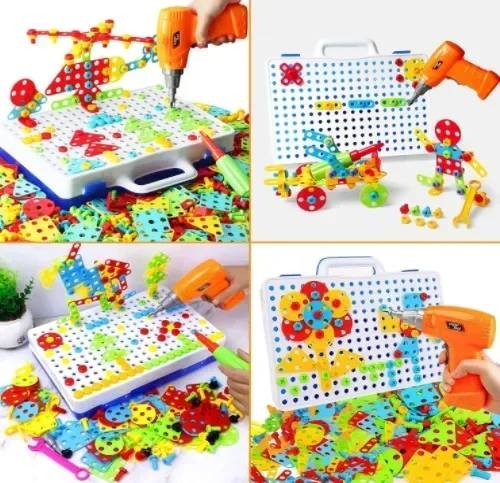 Ensemble de jouets éducatifs pour garçons et filles, perceuse et Kit d'outils, tournevis électrique, Puzzle pour enfants, jeu de démontage