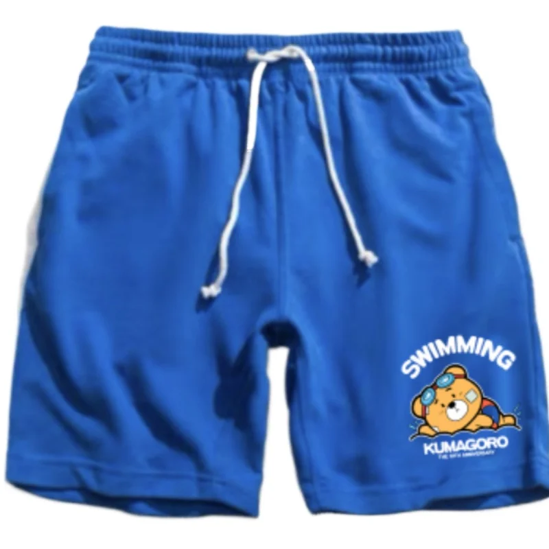 Limited Edition Cute Swimming Bear Board Shorts, Men's Cotton Beach Short, Bear Man Gym Fitness Pants, 4 Colors M L XL XXL XXXL