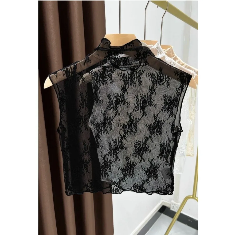Lace Floral Fake Collar White Black Gauzy Blouse Shirt Removable Collar All-match Detachable Tie Sweater Decoration Women
