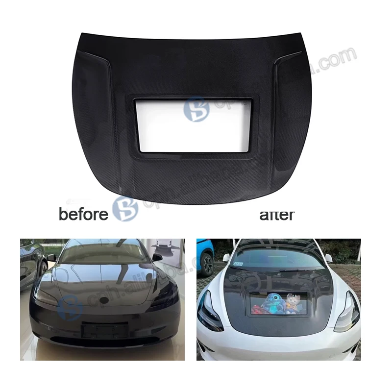 

For Tesla Model 3/Y 2019-2022 Car Front Carbon Fiber Window Hood