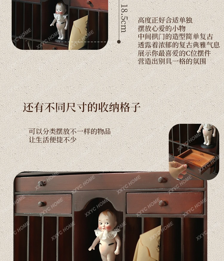 Figure Display Cabinet Desktop Transparent Acrylic Dustproof Medieval Rare Cabinet Solid Wood Blind Box Display Cabinet